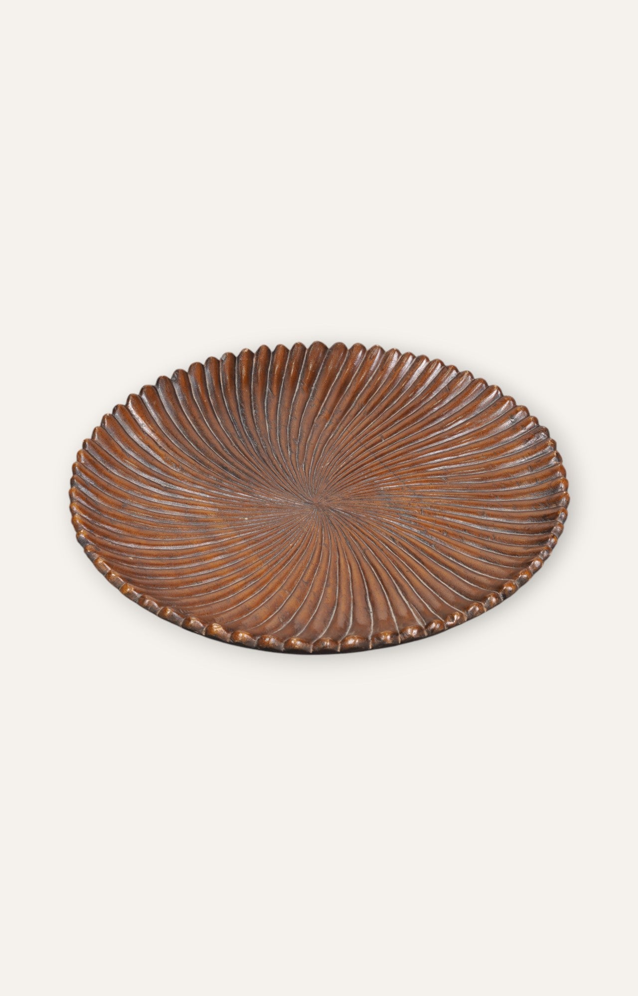 Fluted Hand carved Wood Tray