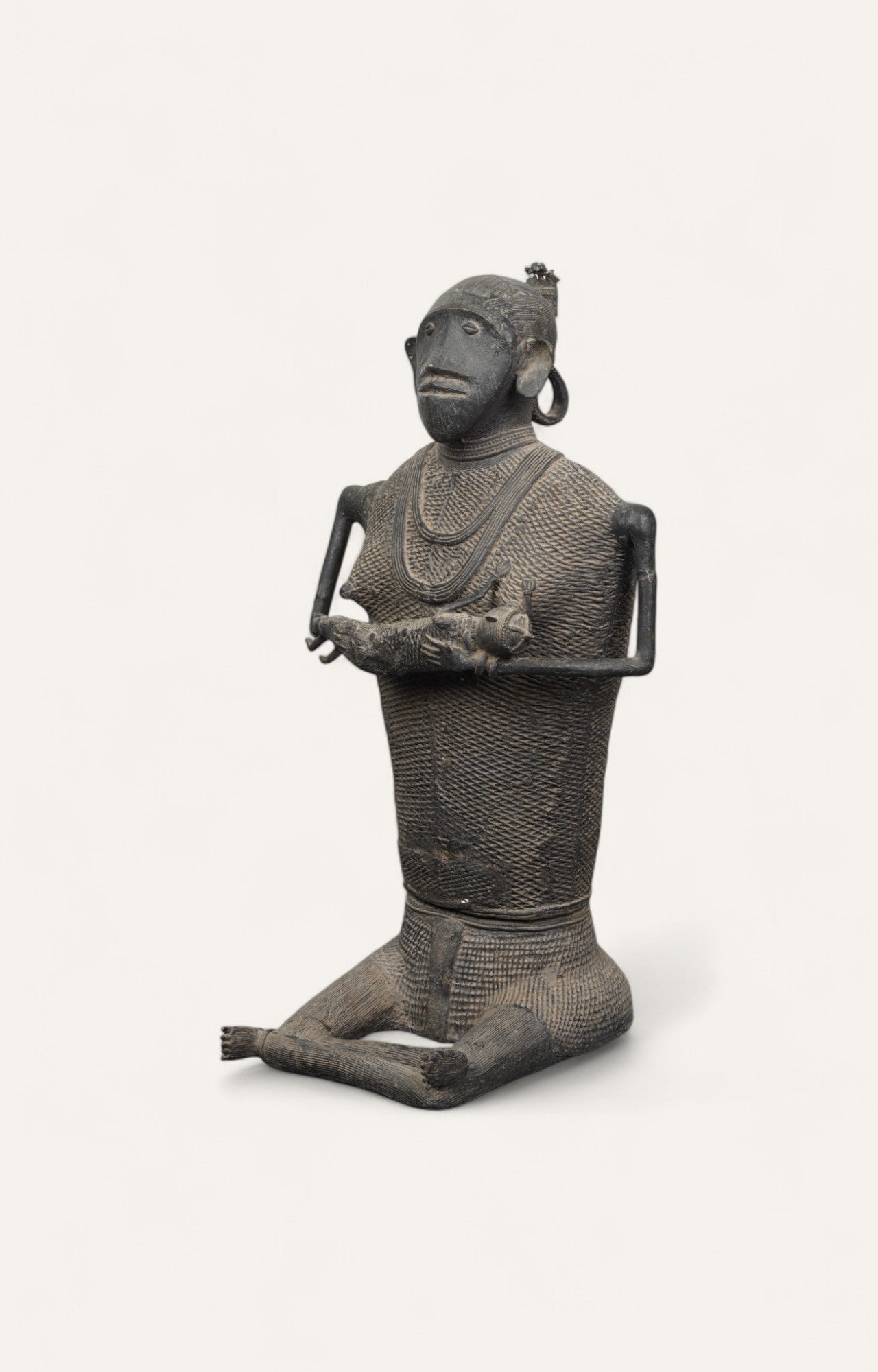 Vintage Tribal Lady Brass Sculpture