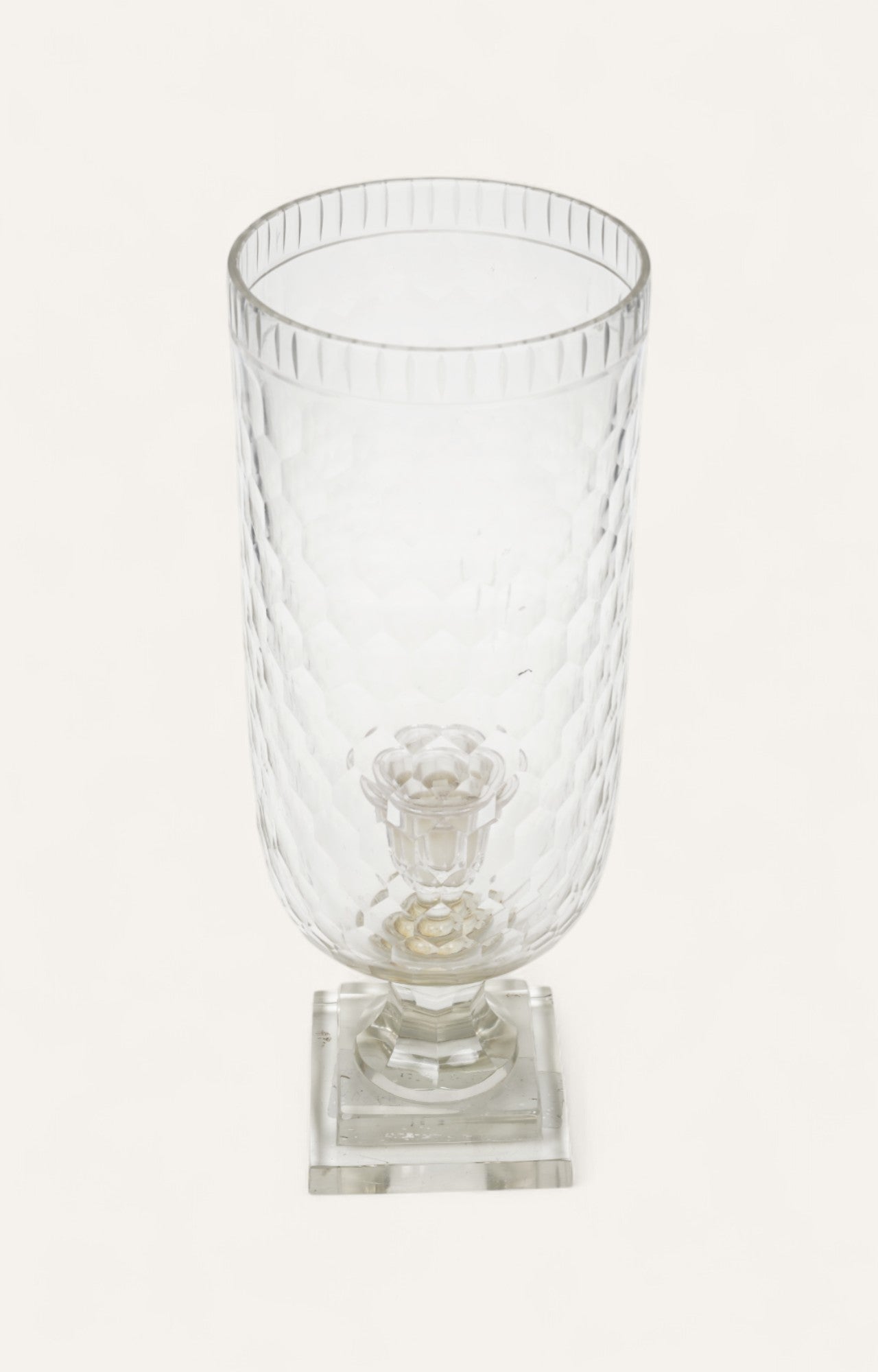 Ribbed Hurricane Glass Candle Stand