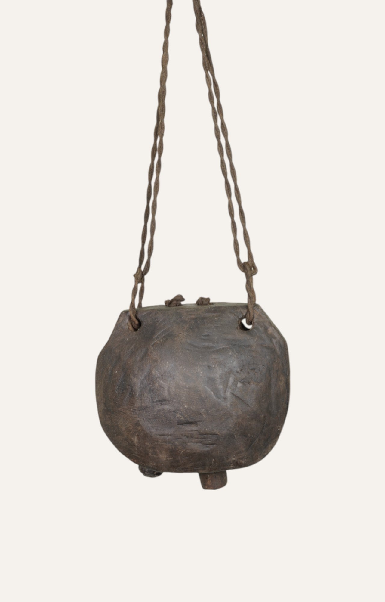Teak Curved Vintage Cattle bell Wall Accent