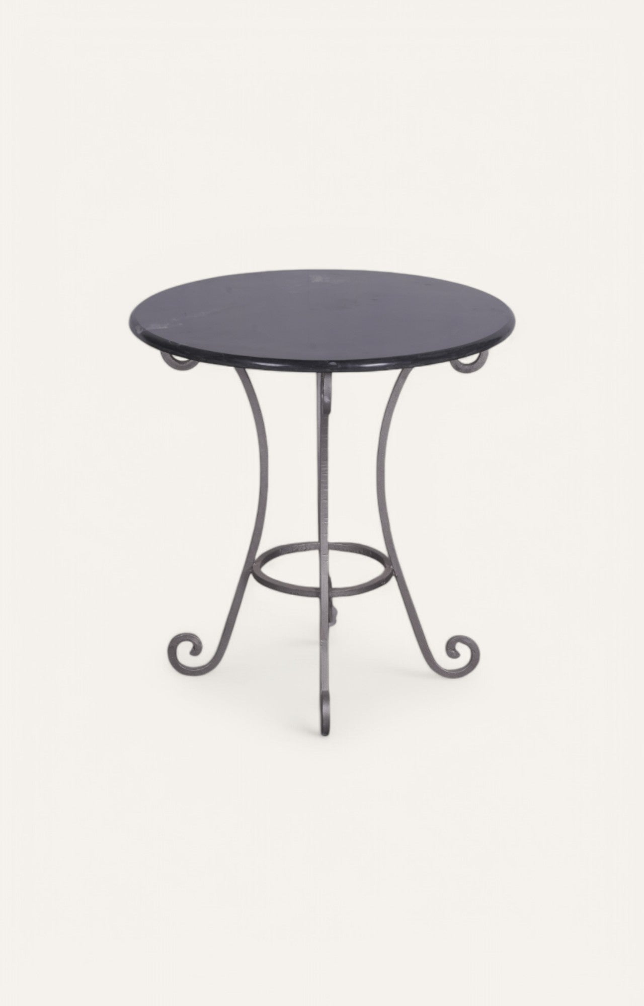Handcrafted Iron and Stone Bistro Side Table