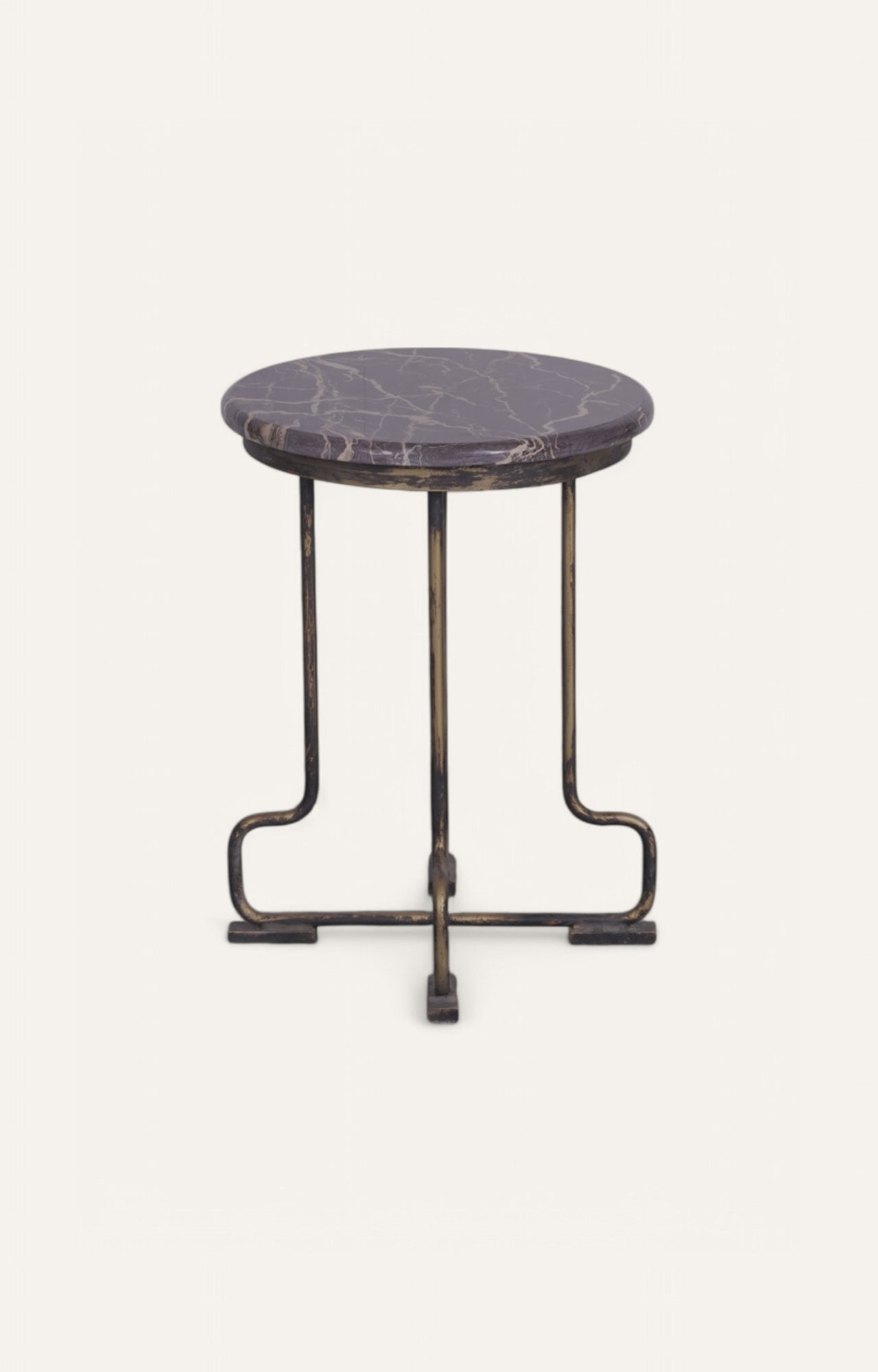 Handcrafted Iron and Stone Accent Side Table