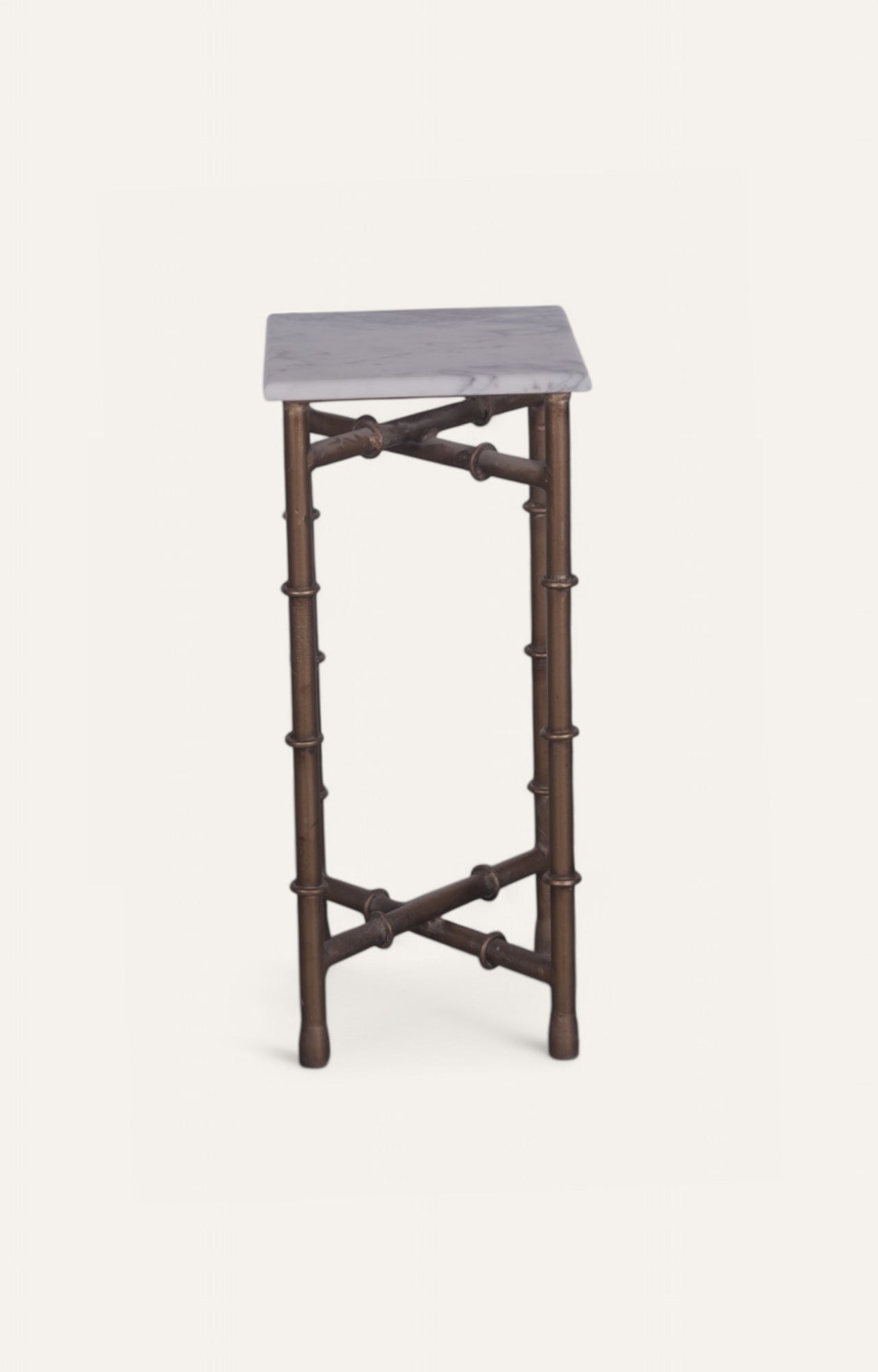 Tall Metal and Stone Side Table