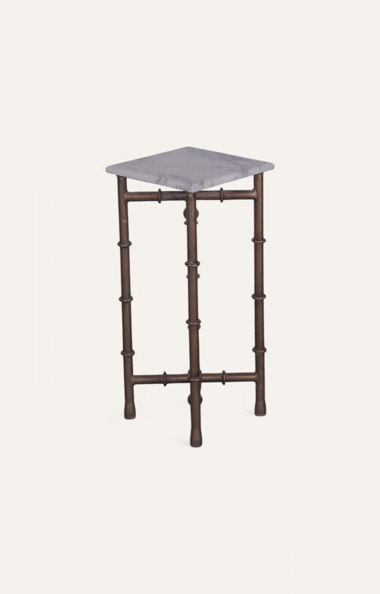 Tall Metal and Stone Side Table