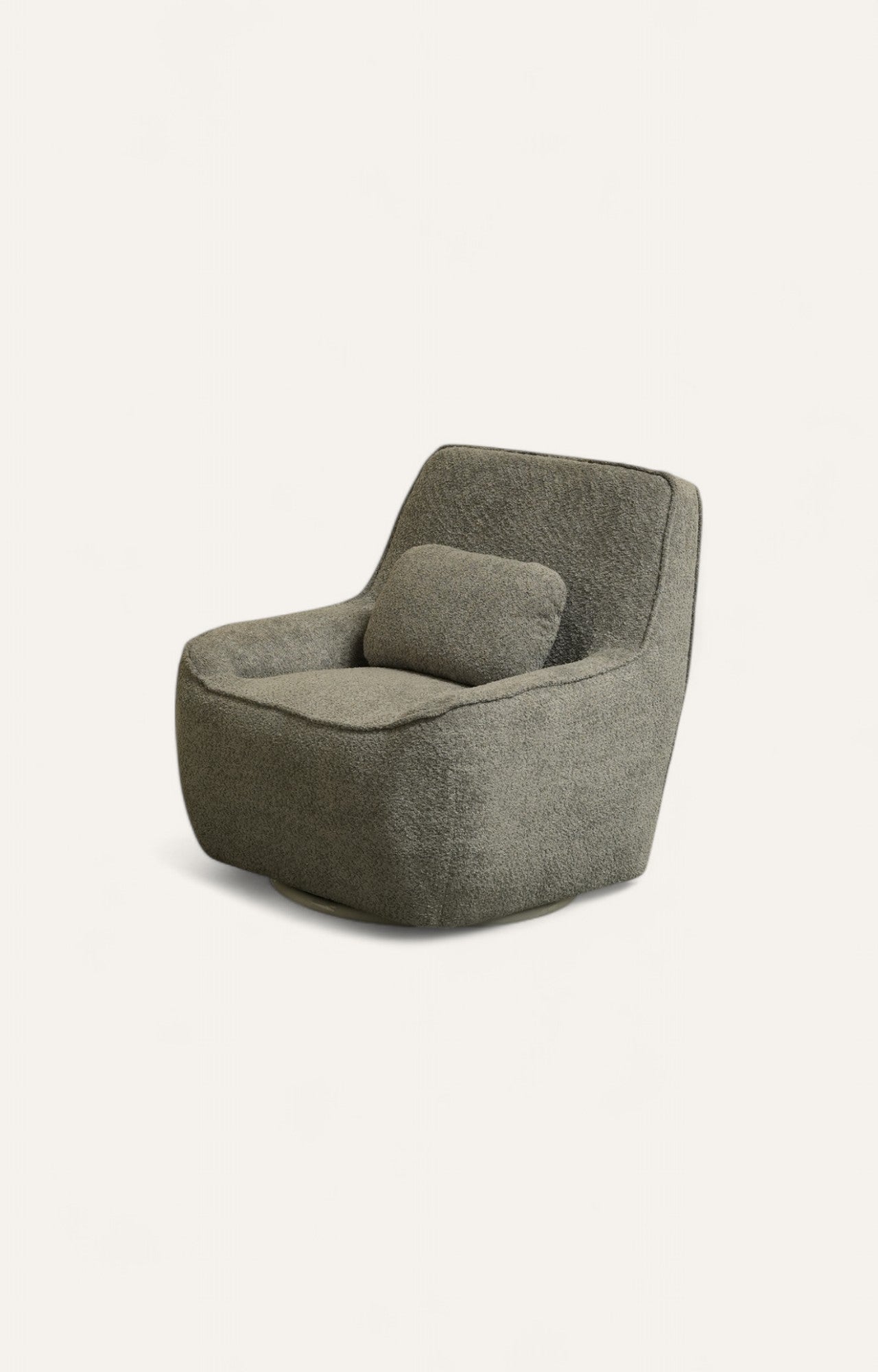 Grey colour bouclé lounge chair with a soft matching cushion
