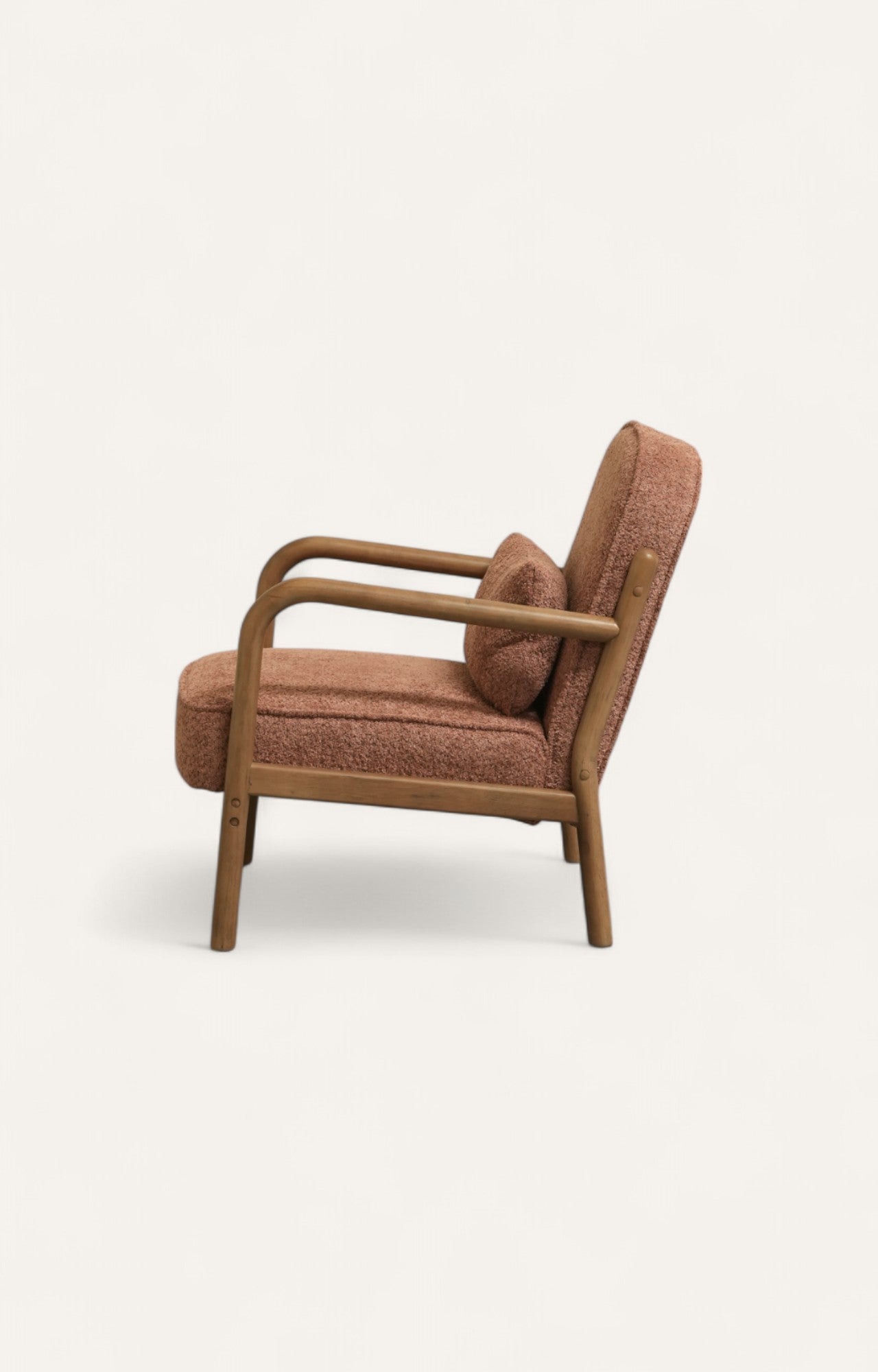 Mid-Century Bouclé Armchair in Rose Brown