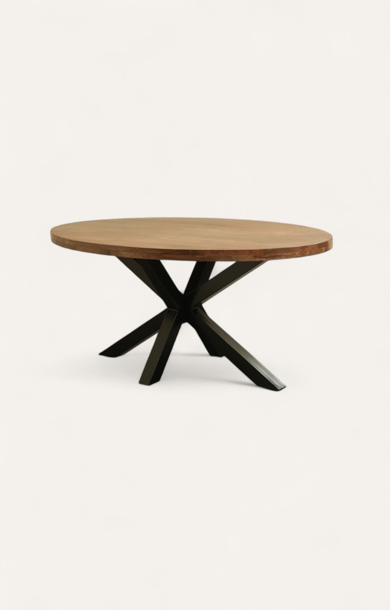 Walnut Finish Dining Table with Cross Iron Base