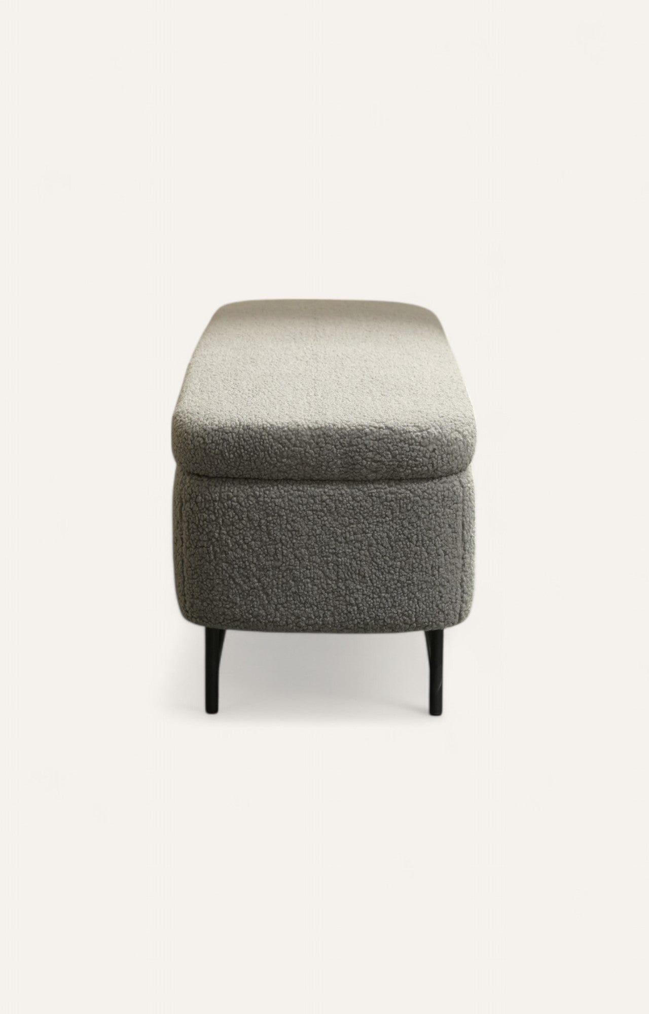 Sequoia Boucle Storage Bench with Steel Legs - Charcoal Grey