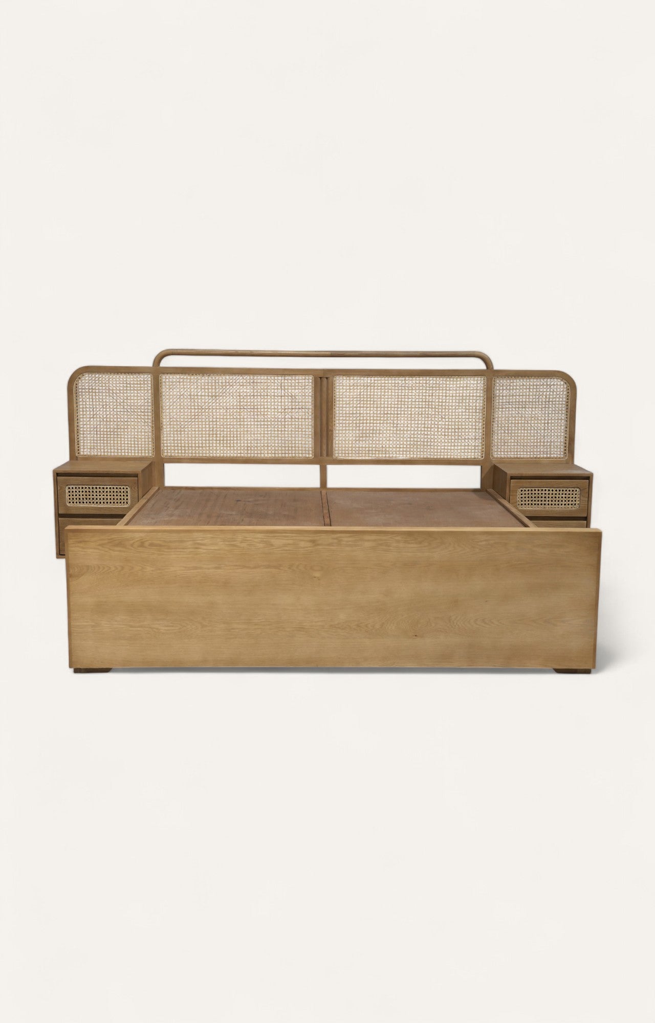 Emma Oak Cane Bed With Side Table