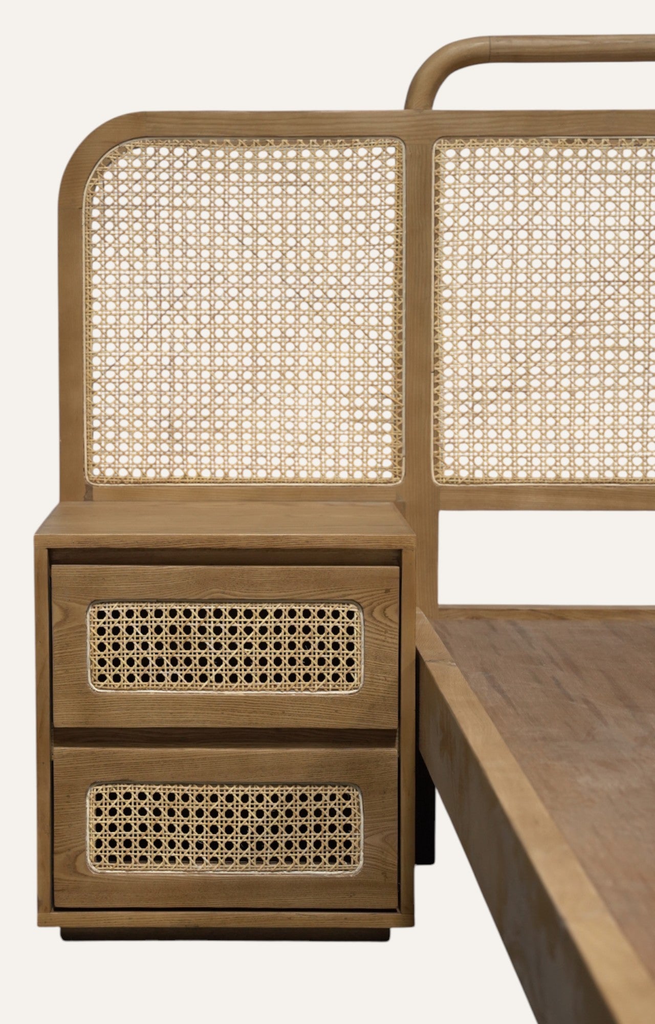 Emma Oak Cane Bed With Side Table