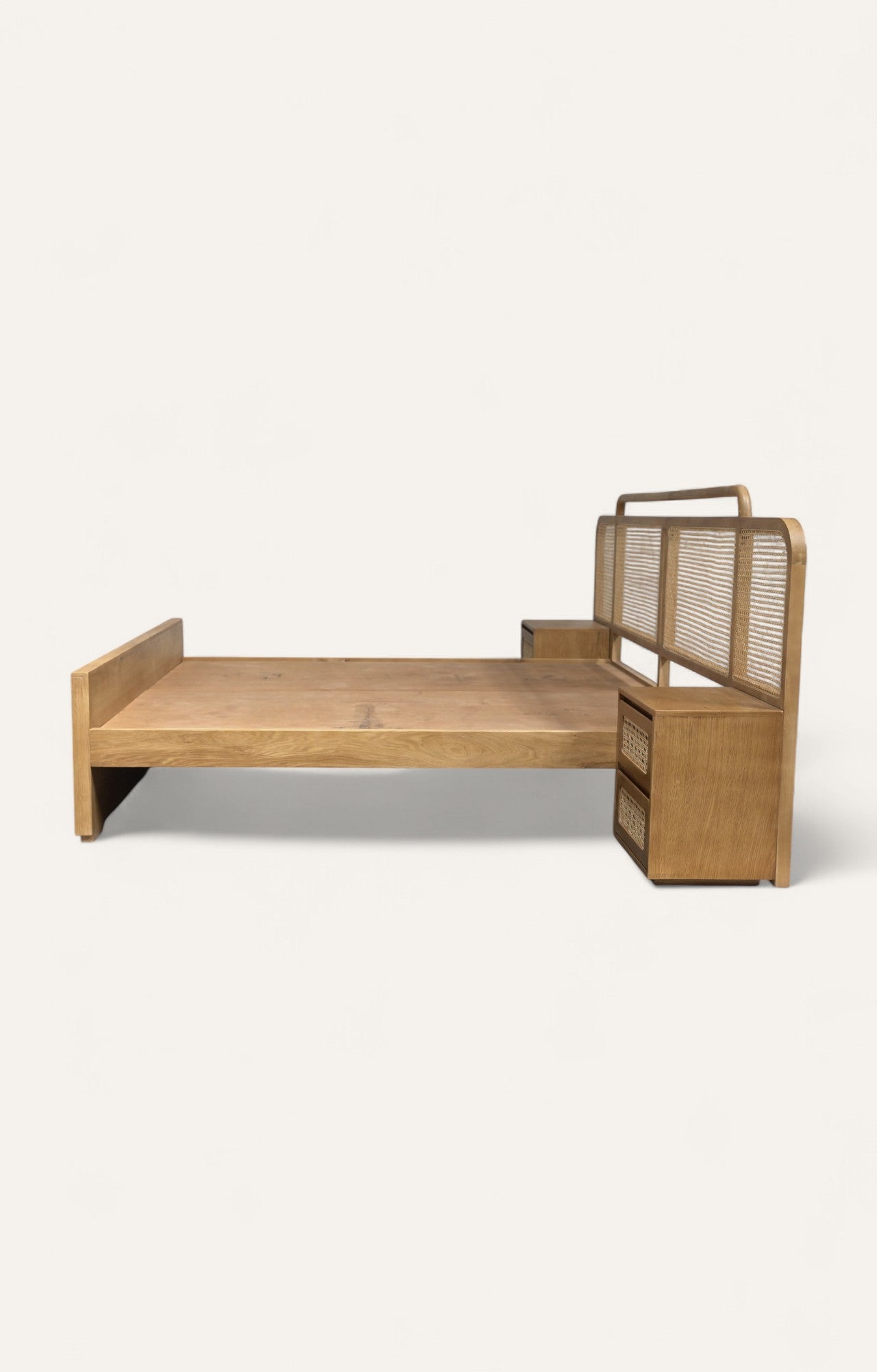 Emma Oak Cane Bed With Side Table