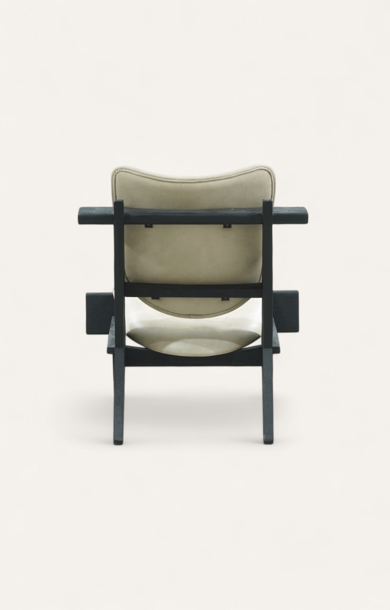 Mid-Century Black Armchair in Leatherette