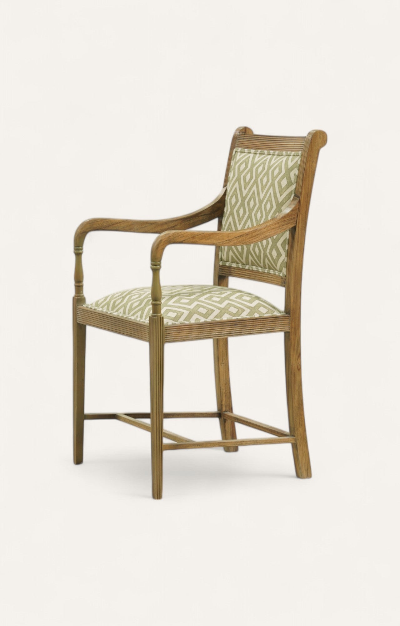 Colonial High Arm Chair in Printed Fabric