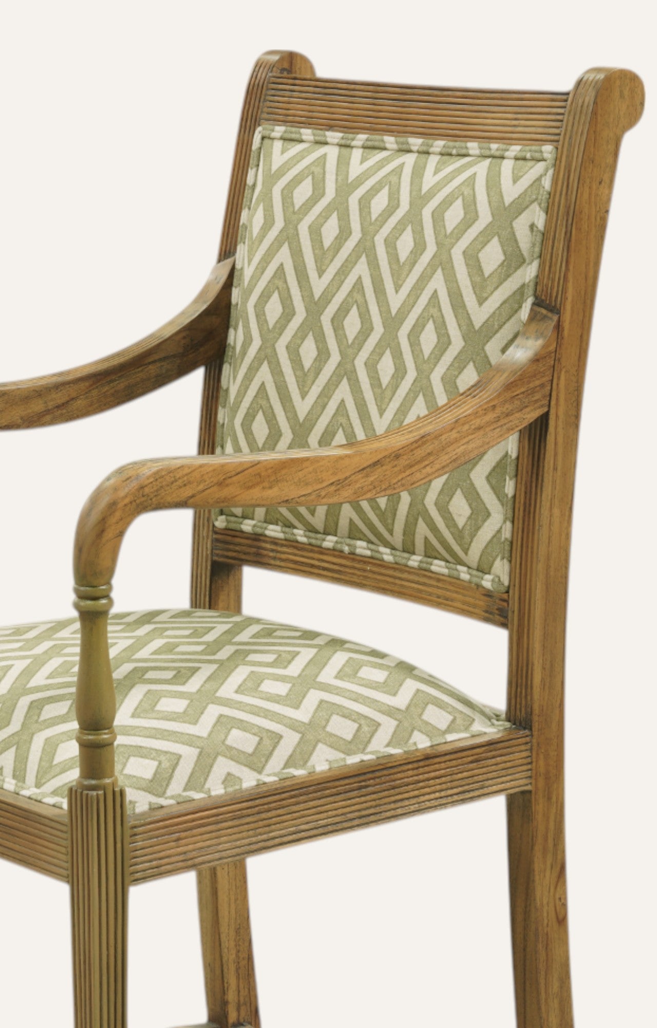 Colonial High Arm Chair in Printed Fabric