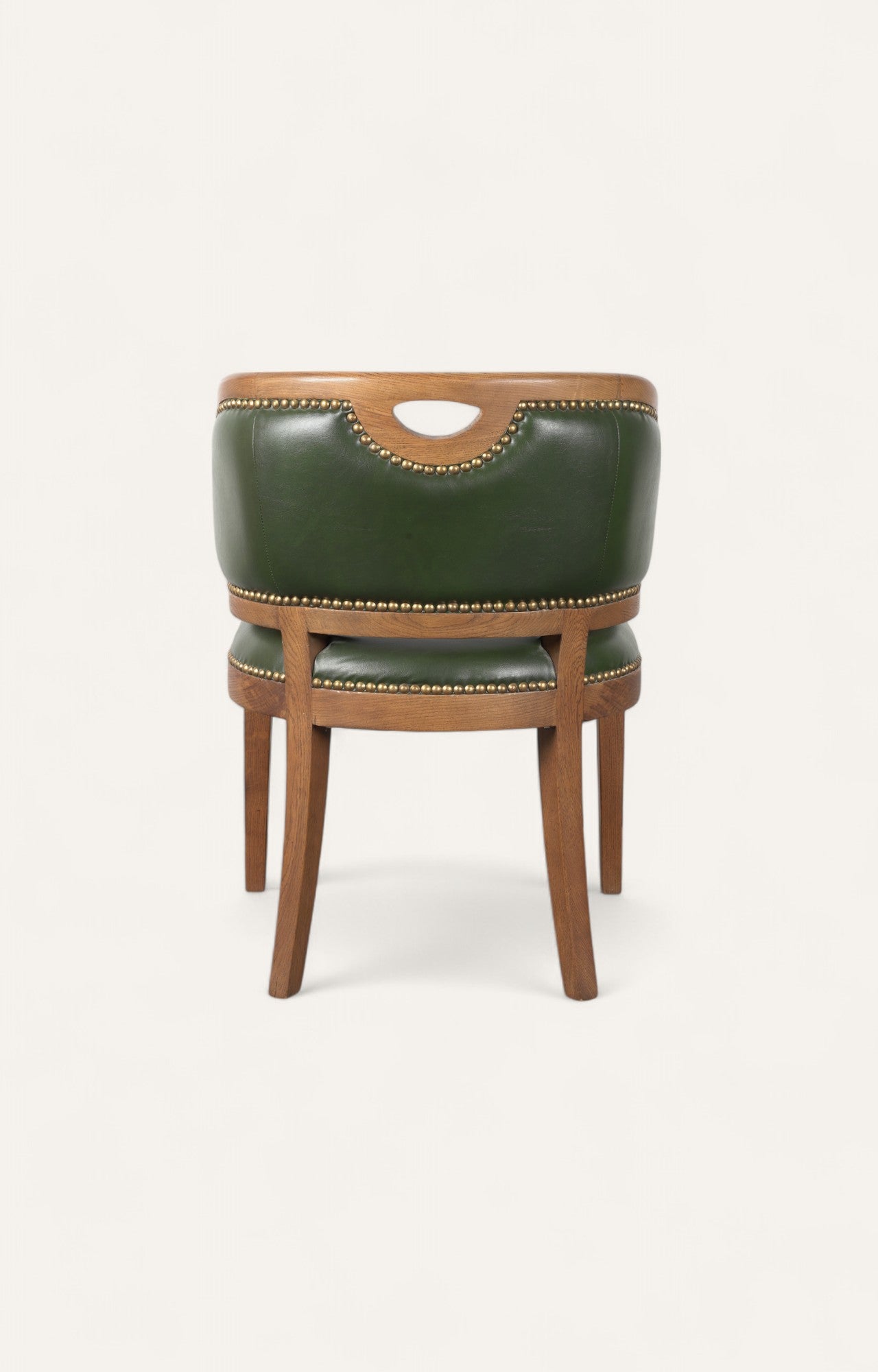 Classic Oak Tub Chair in Green Leatherier