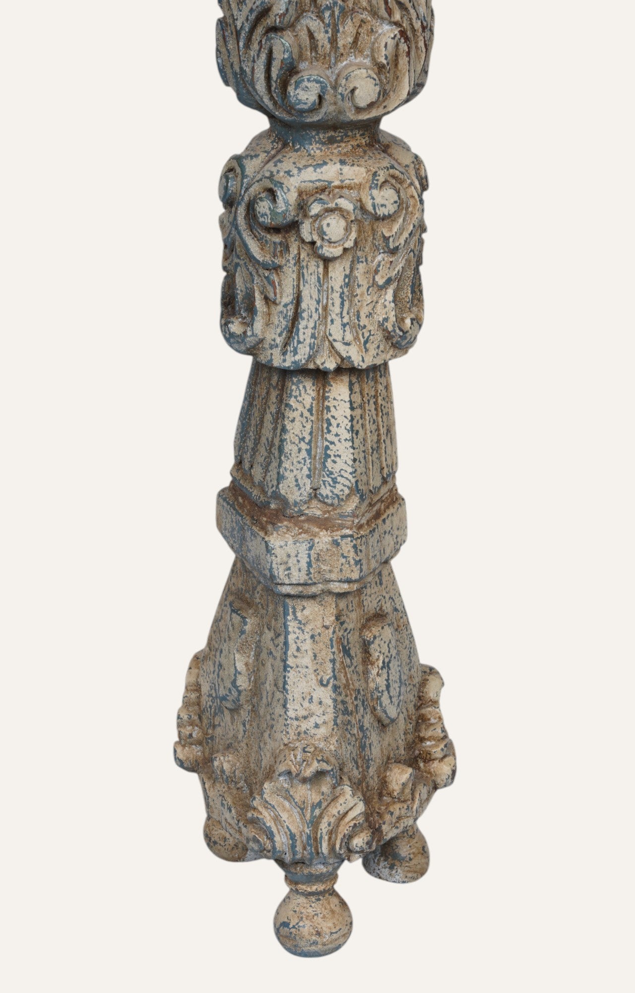 Antique Acanthus Crest Floor Candle Stand