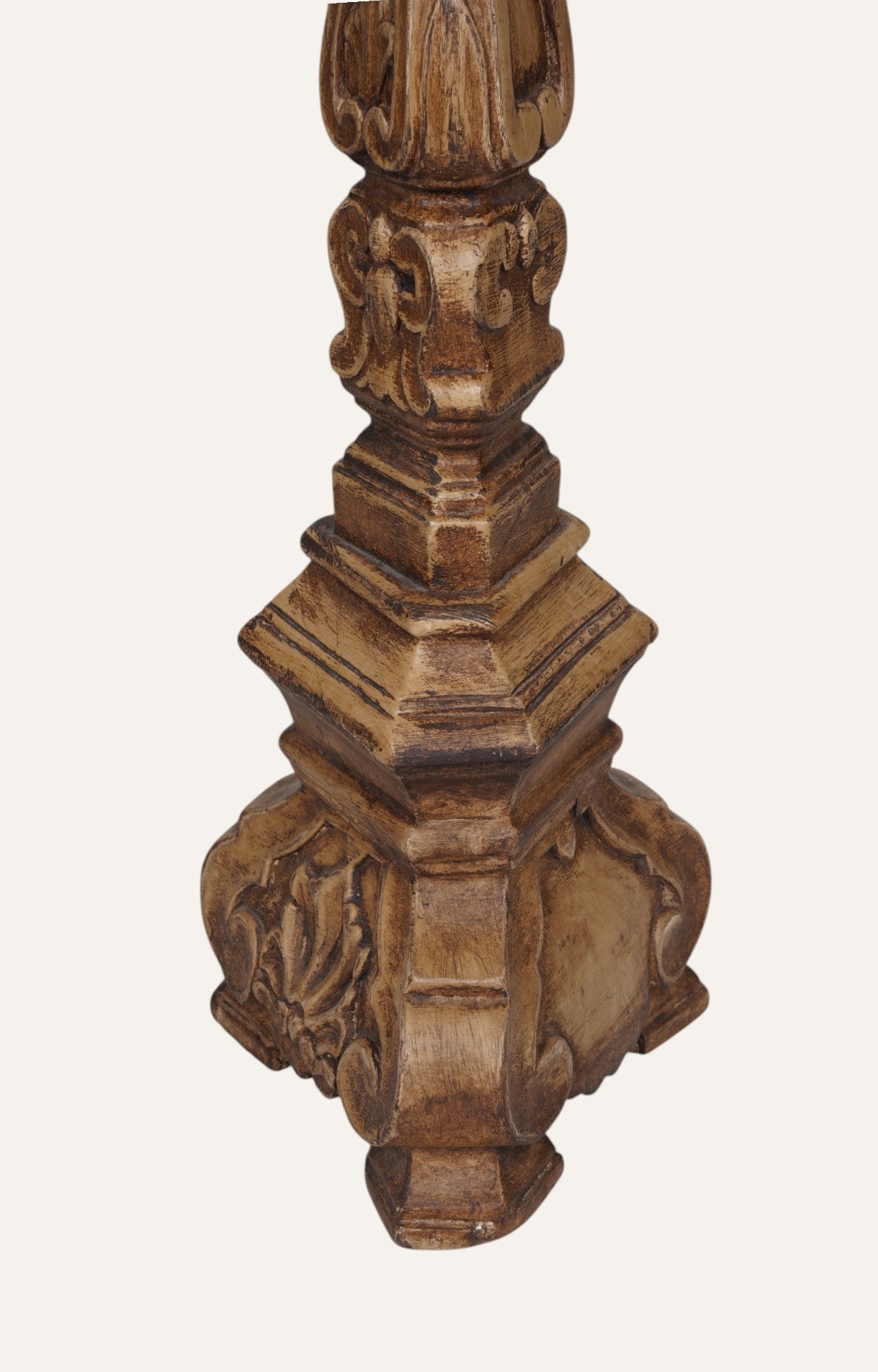 Baroque Gold Teak Floor Candle Holder
