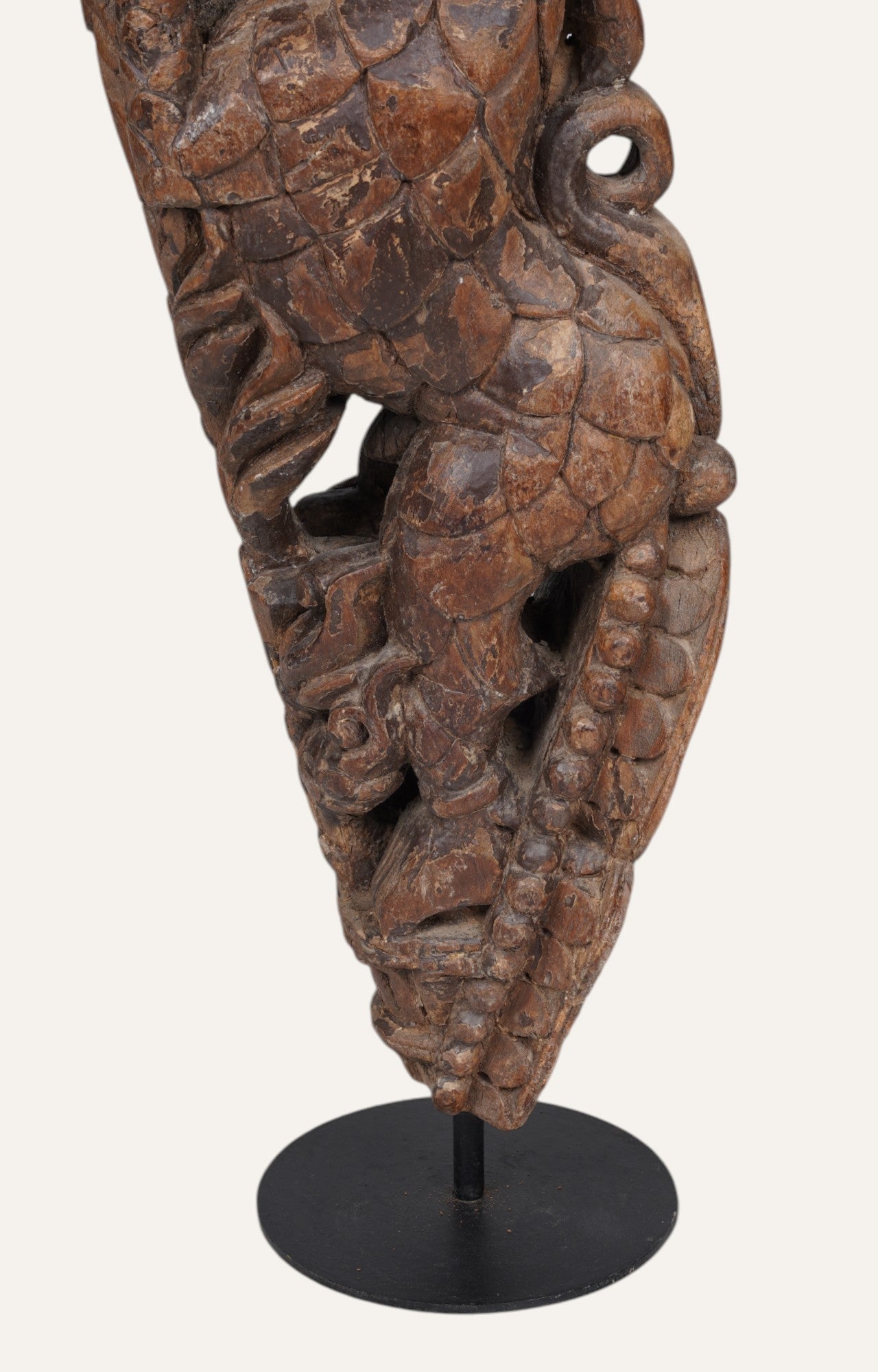 Vintage Hand-carved Fragment with Makara Motif