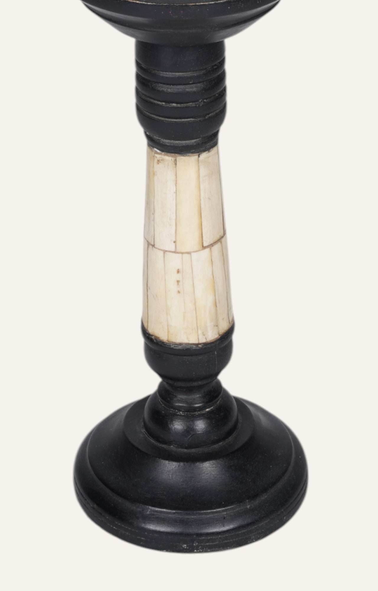 Handcrafted Mango Wood and Bone Inlay Candle Stand