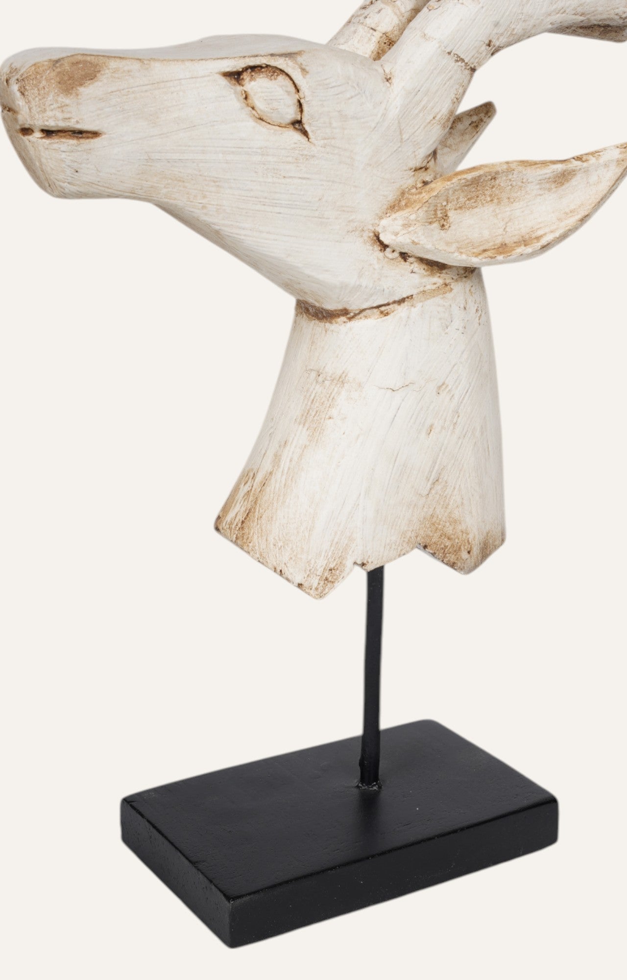 White Deer Bust on Iron Stand