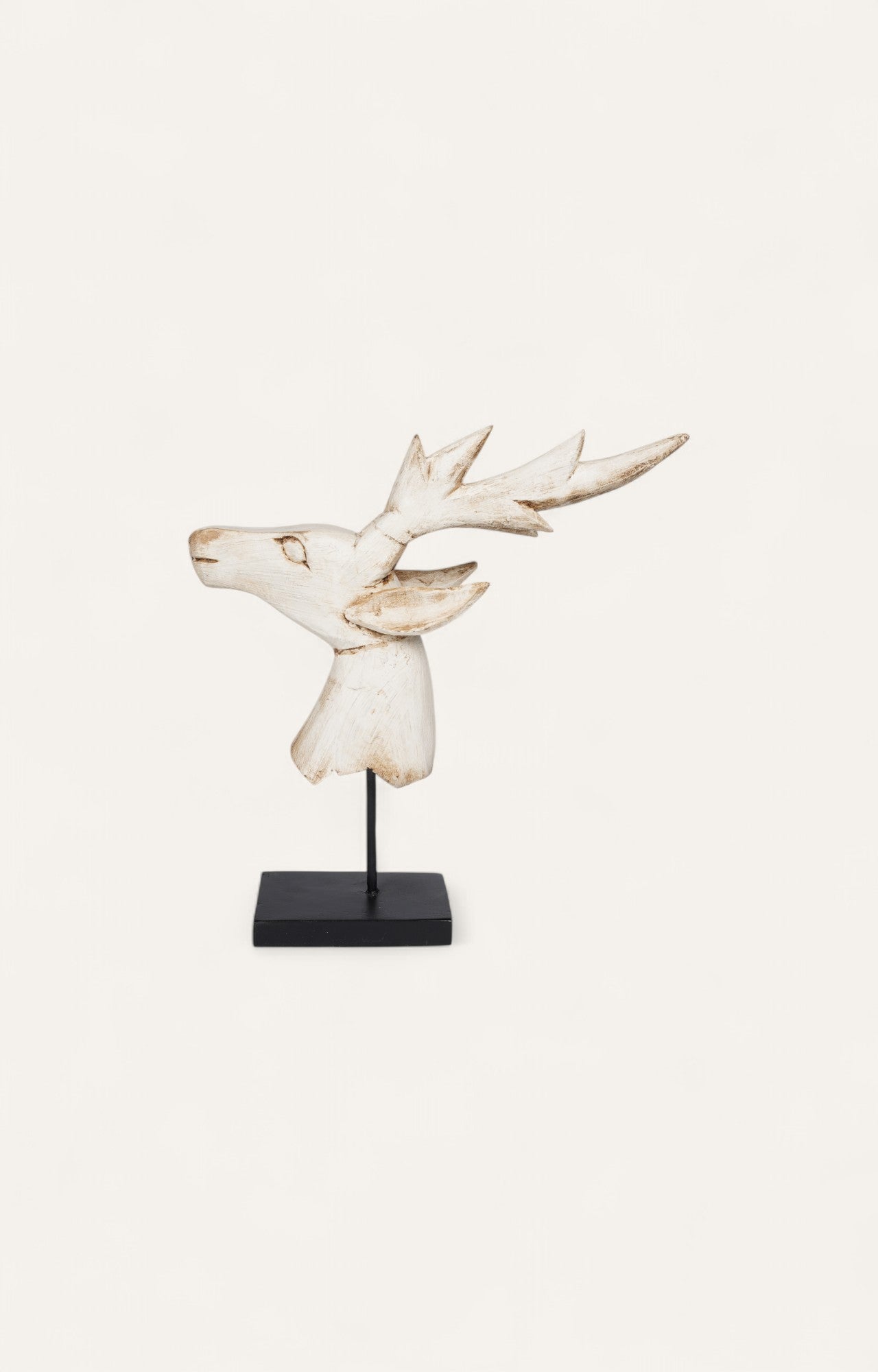 White Deer Bust on Iron Stand