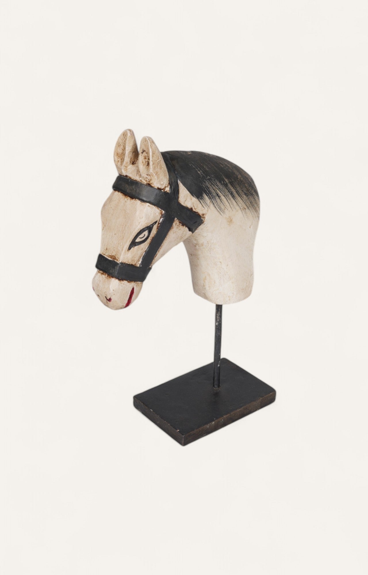 Painted Horse Head Bust on Stand