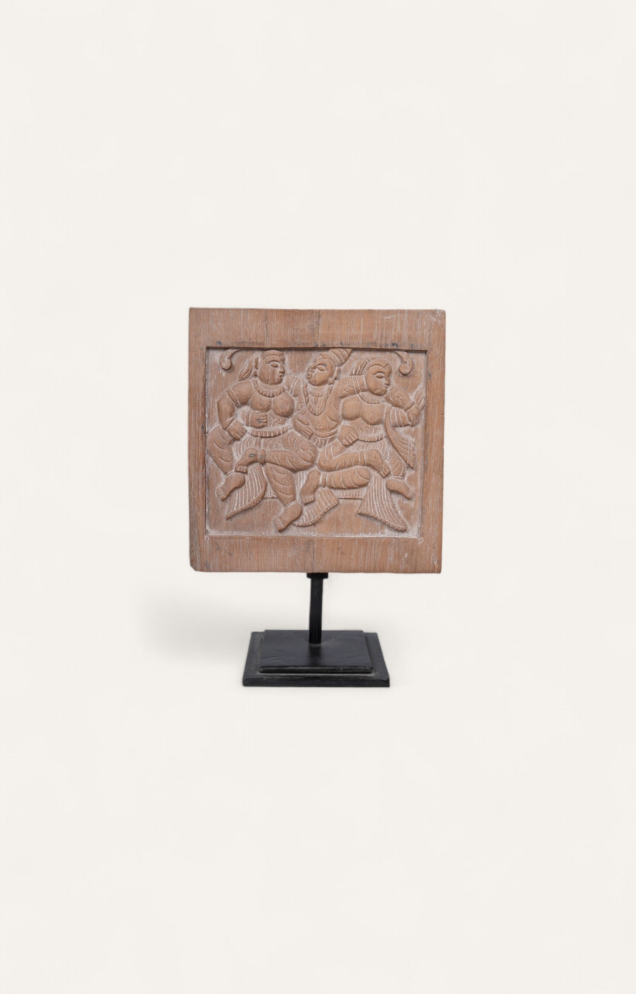 Hand-carved Wooden Panel with Dancers