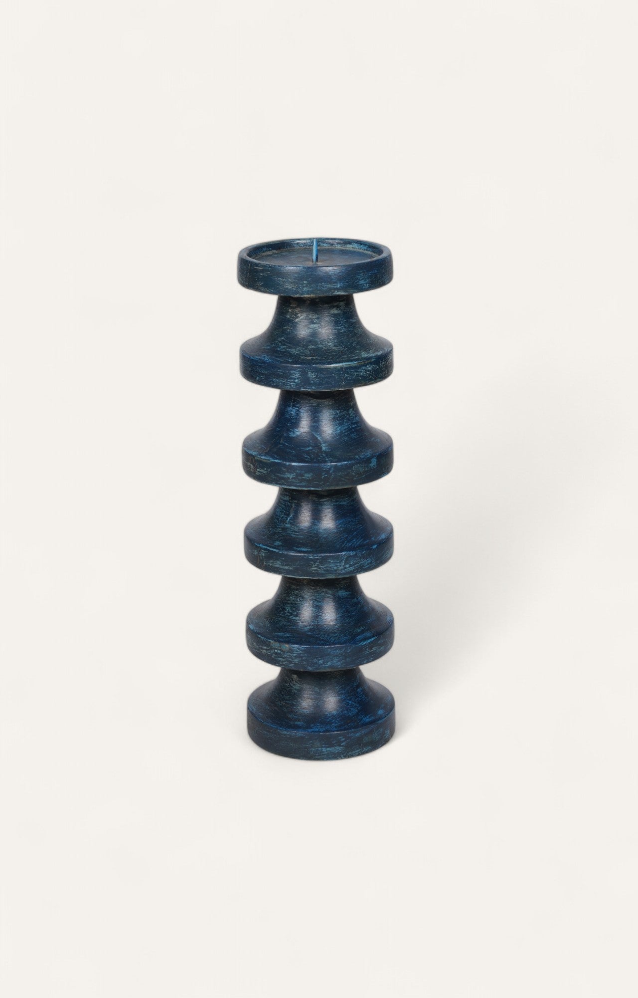 Stacked Disc Mango Wood Candle Stand