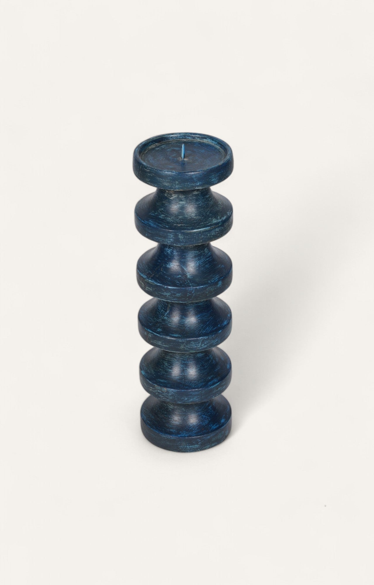 Stacked Disc Mango Wood Candle Stand
