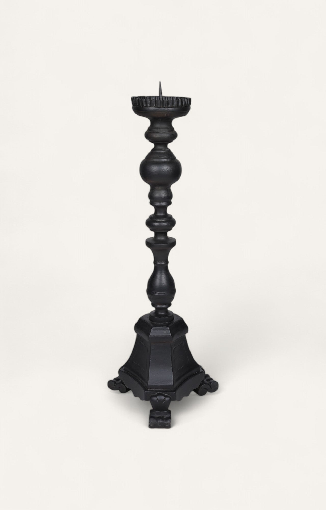 Classic Ebony Crowned Column Candle Stand