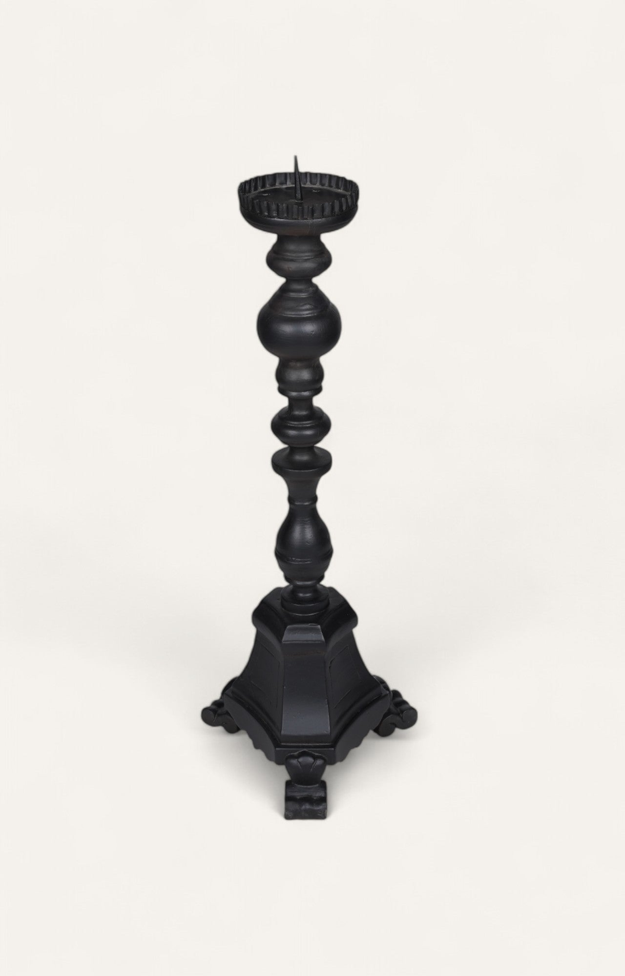 Classic Ebony Crowned Column Candle Stand