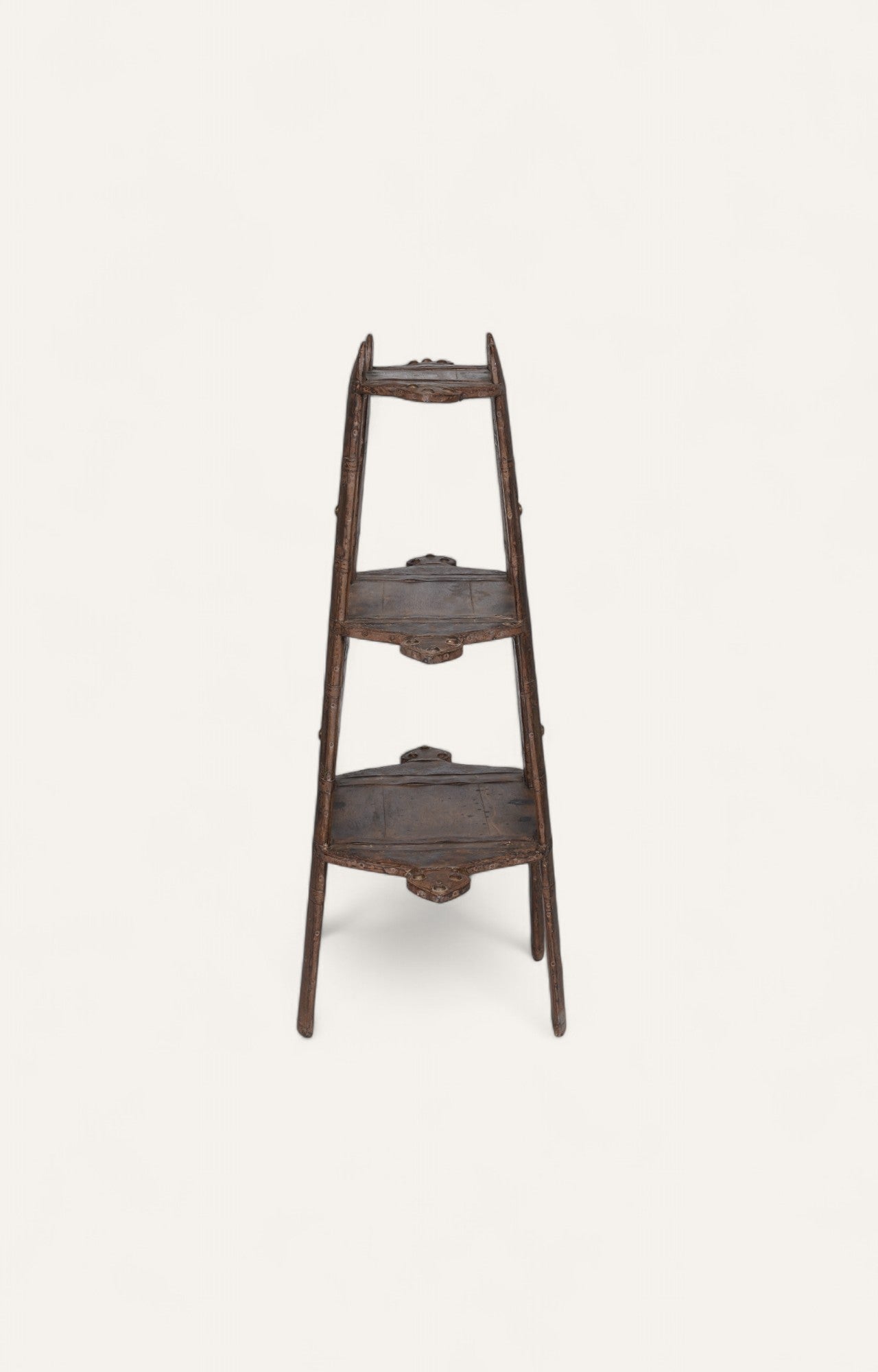 Vintage Three-Tier Tribal Shelf in Teak