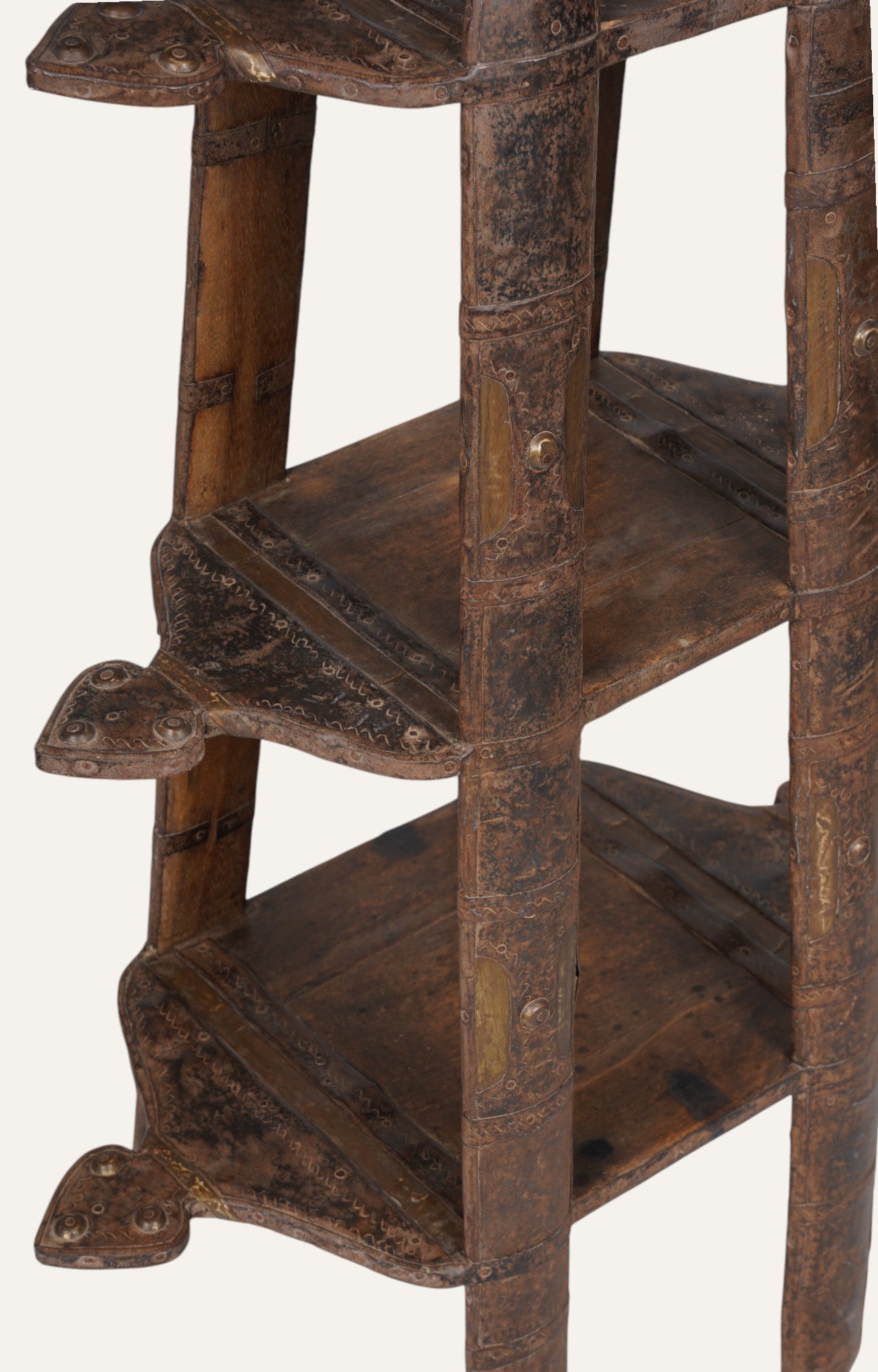 Vintage Three-Tier Tribal Shelf in Teak
