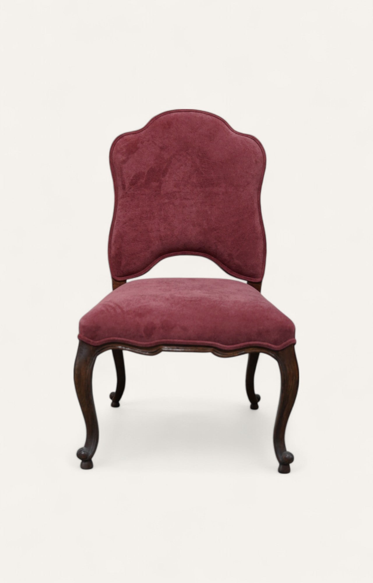 Velvet Scroll back Dining Chair in Acacia Wood