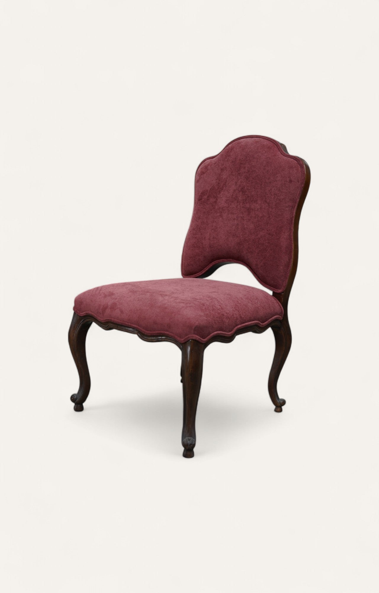 Velvet Scroll back Dining Chair in Acacia Wood