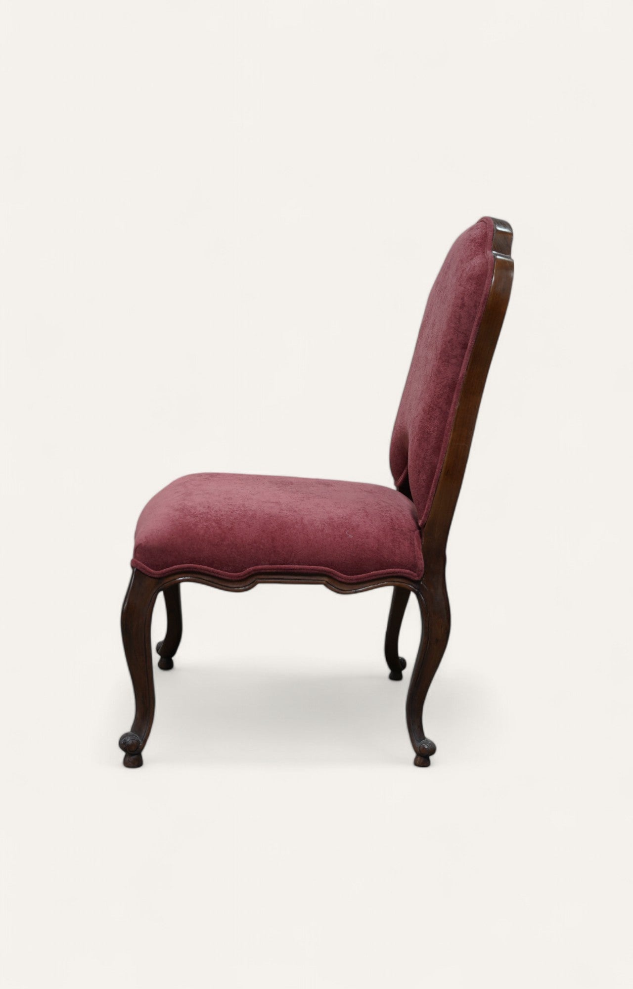 Velvet Scroll back Dining Chair in Acacia Wood