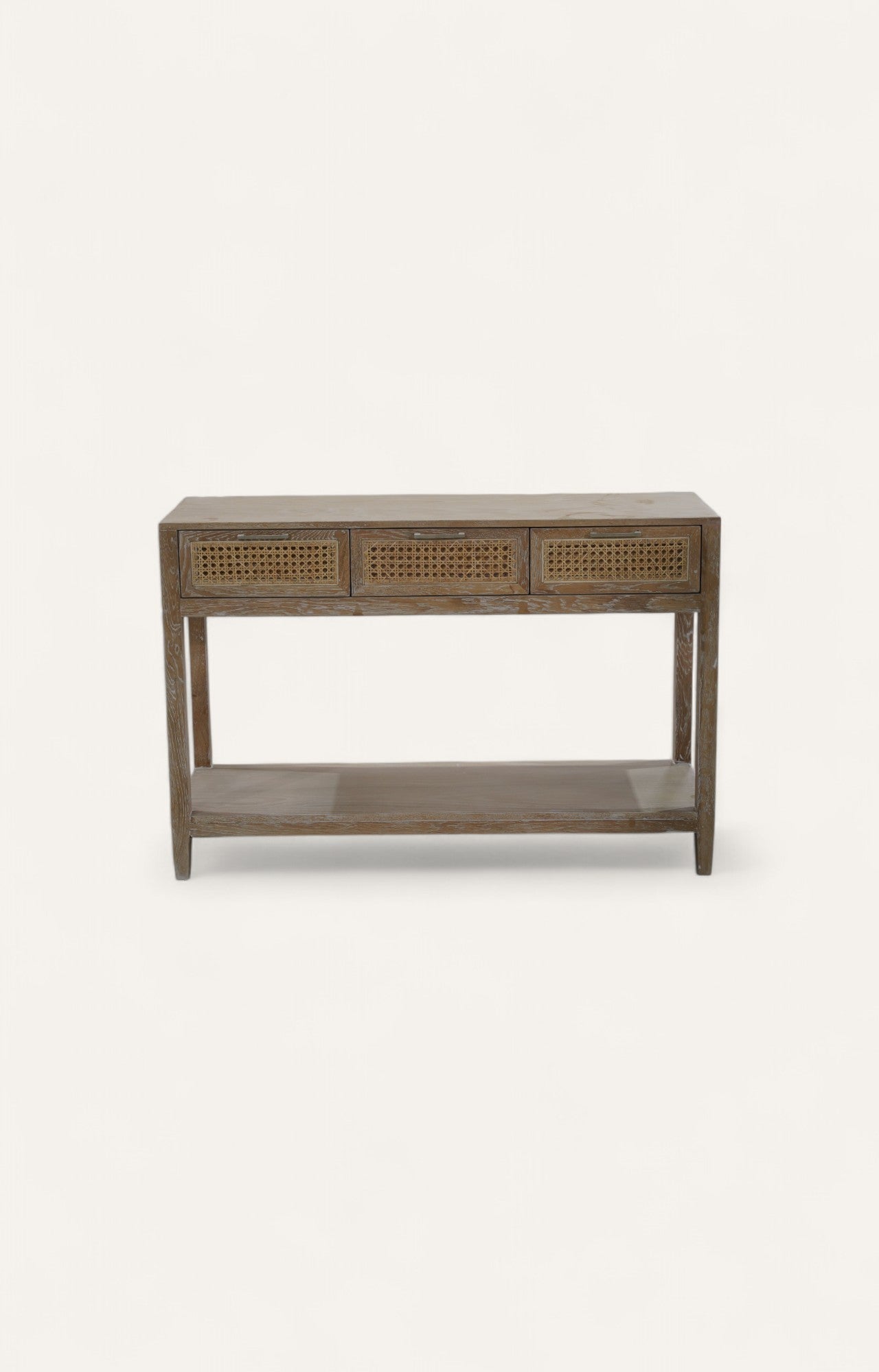 Oak & Cane Console Table with Shelf