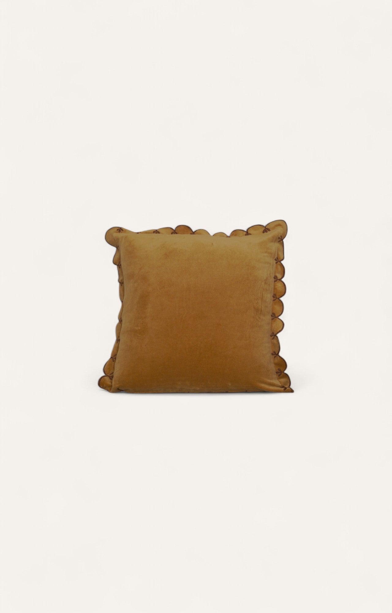 Ochre Velvet Scallop Cushion Cover
