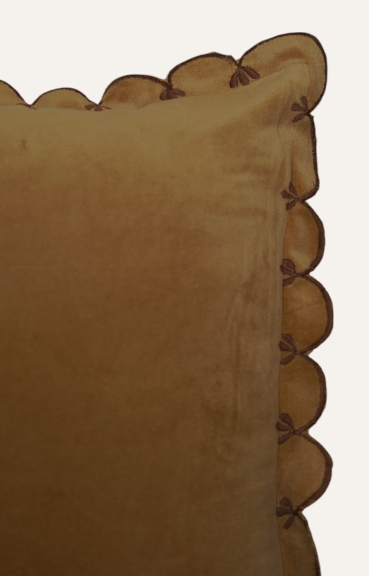 Ochre Velvet Scallop Cushion Cover