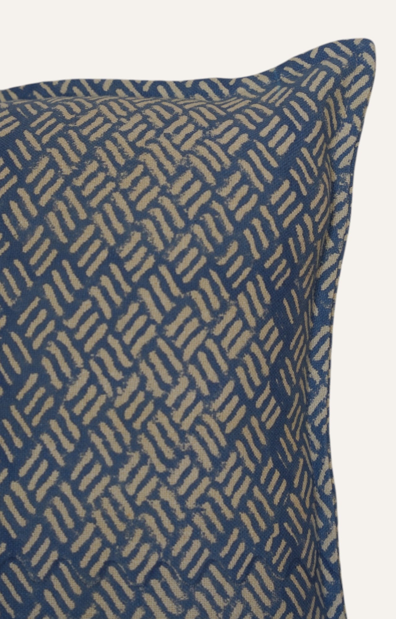 Indigo Mesh Print Cotton Cushion Cover