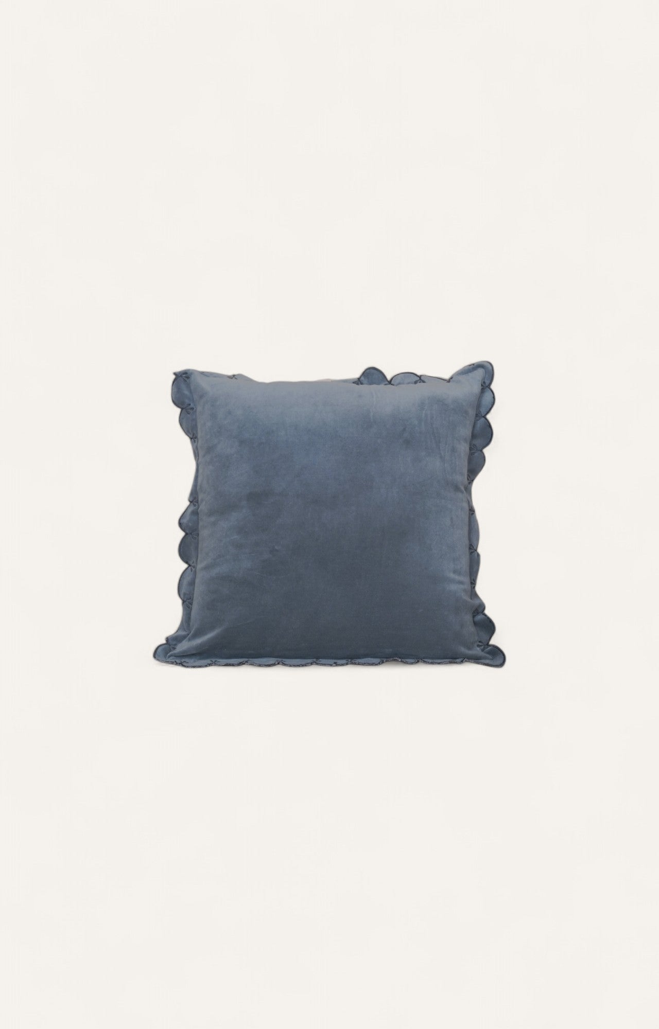 Slate Velvet Piping Ruffle Cushion Cover