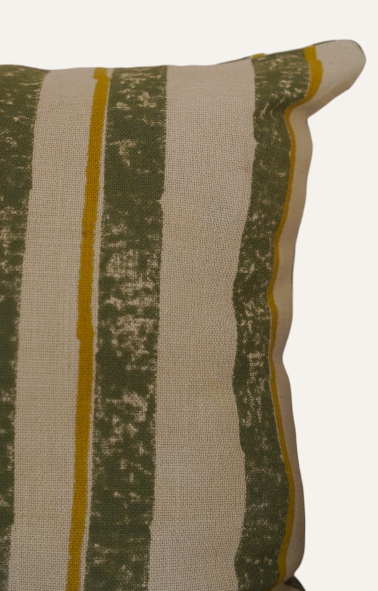 Sage Stripe Quilted Cotton Cushion Cover