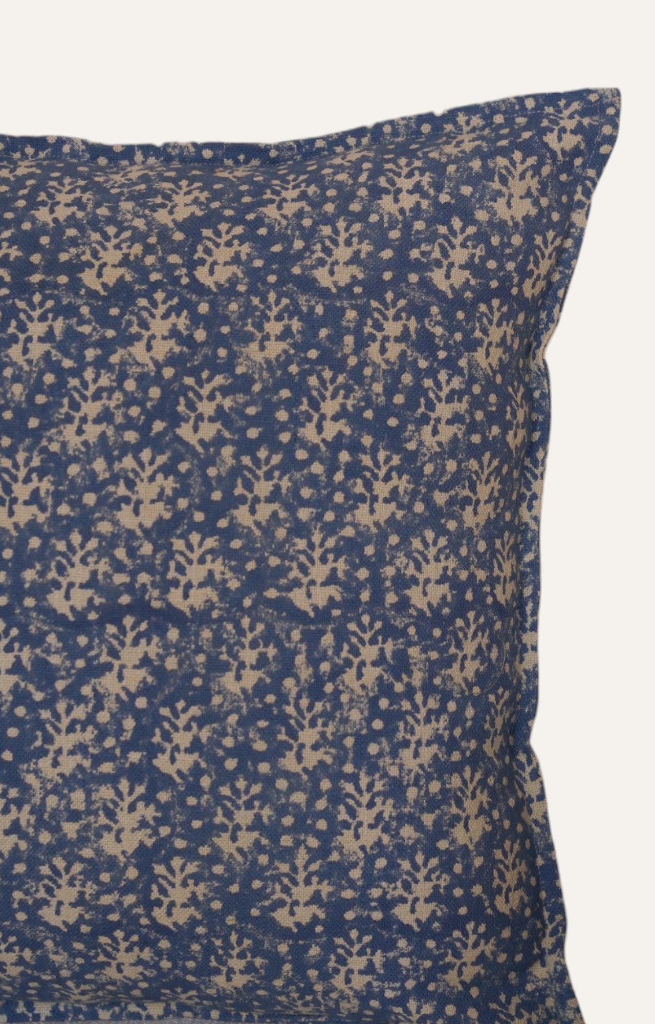 Indigo Petal Block Print Cushion Cover
