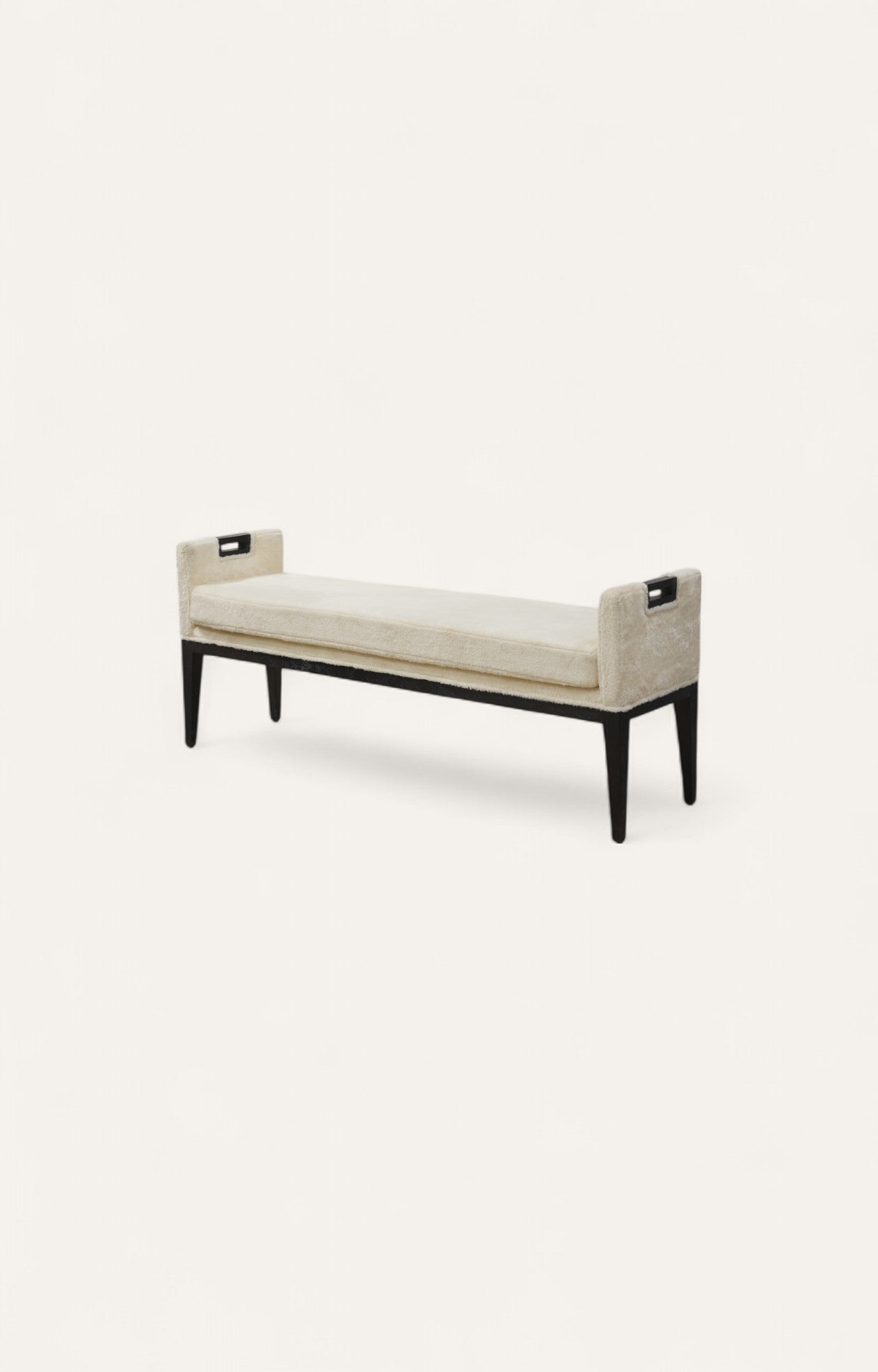 Contemporary Bouclé Bench with Cut-Out Handles