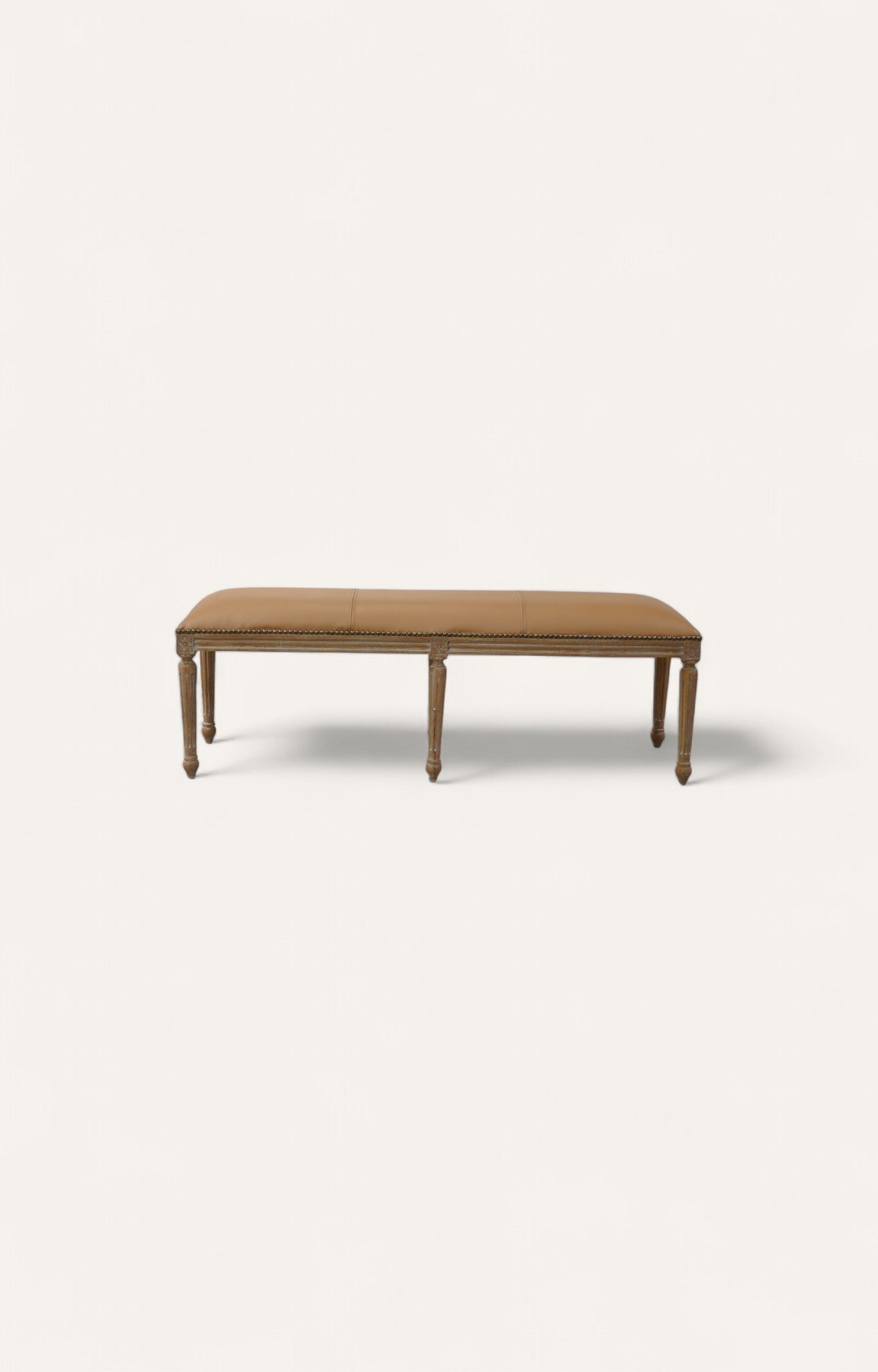 Classic Leatherite Bench with Fluted Legs