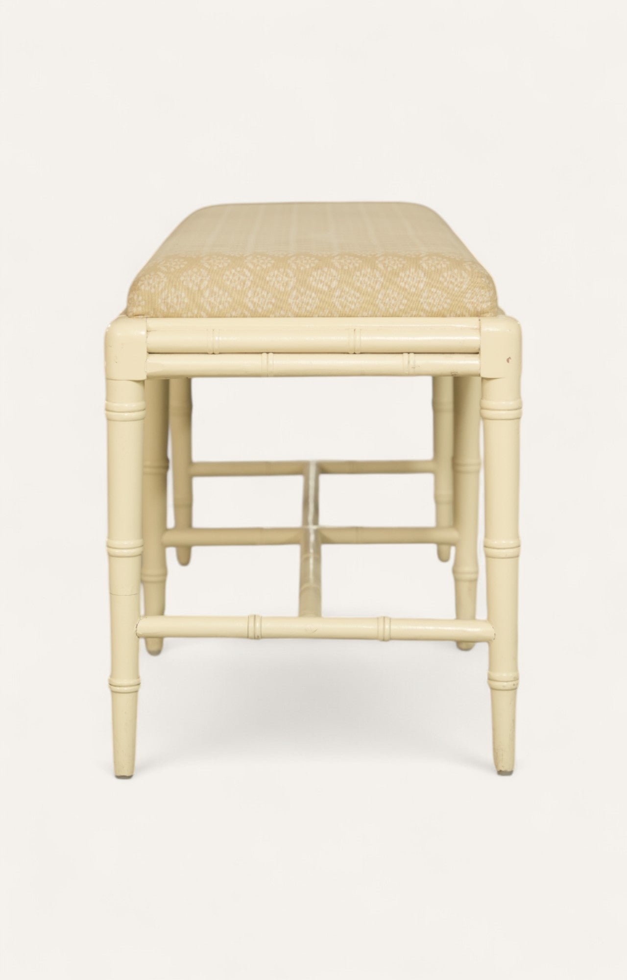 Wooden Bench with Linen Upholstered Seat