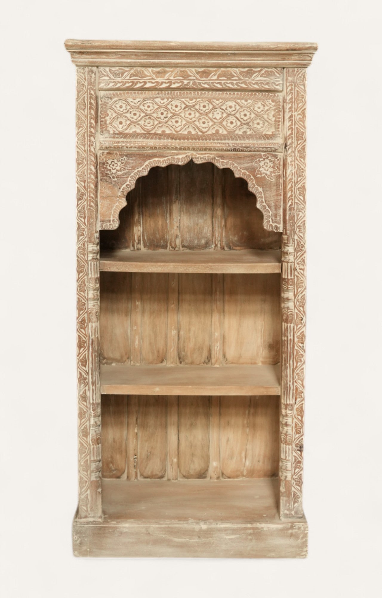 Hand-Carved Distressed Mango Wood Shelf