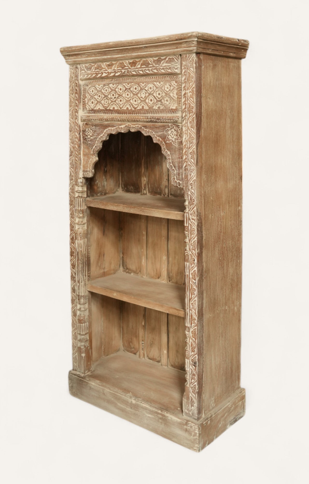 Hand-Carved Distressed Mango Wood Shelf