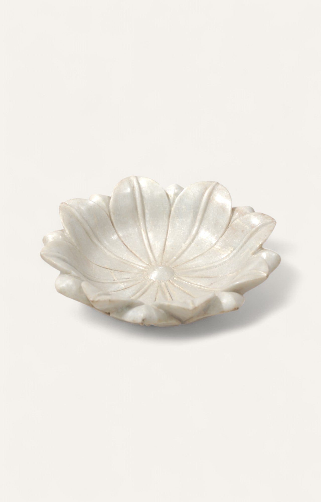 Hand-carved White Marble Lotus Bowl