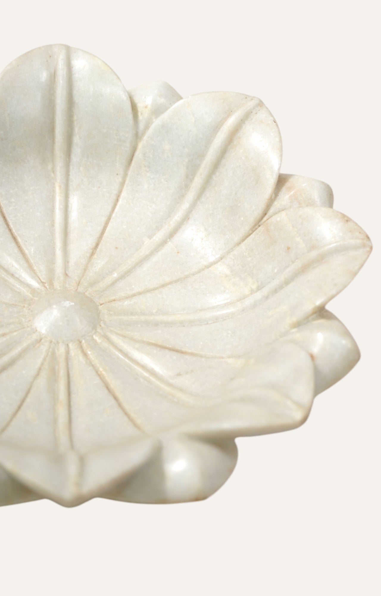 Hand-carved White Marble Lotus Bowl